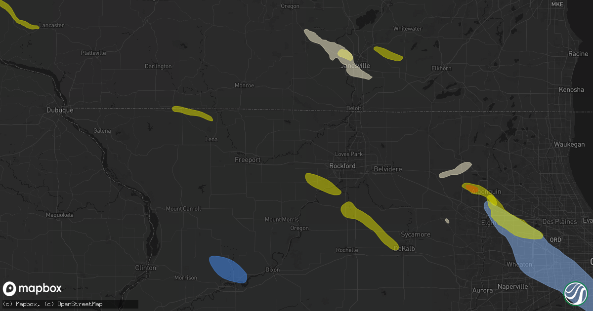Hail map in Pecatonica, IL on June 24, 2026