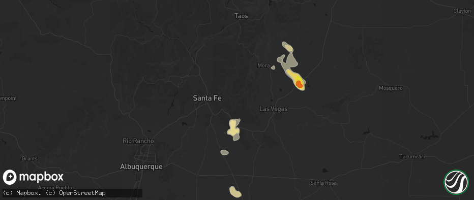 Hail map in Pecos, NM on June 24, 2026
