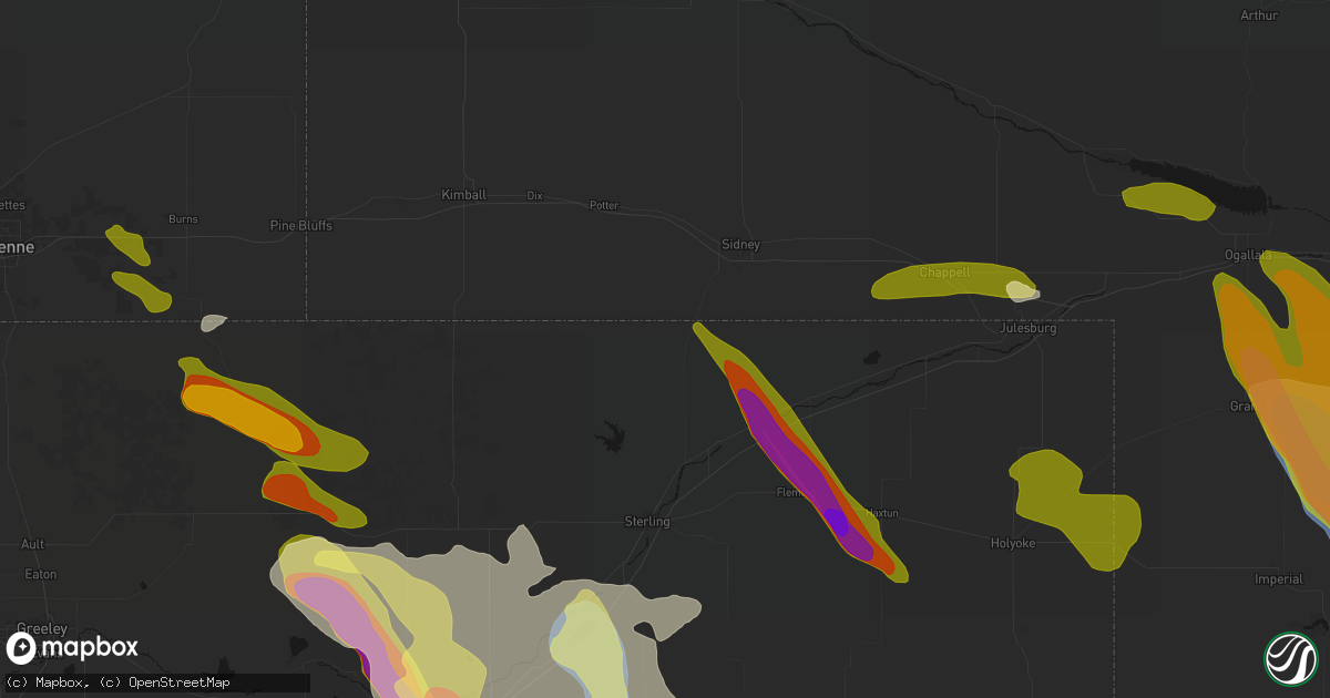 Hail map in Peetz, CO on June 24, 2026