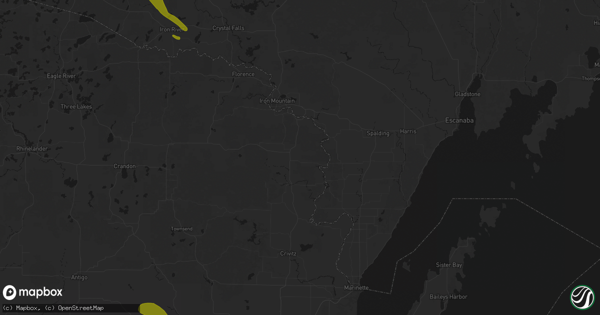 Hail map in Pembine, WI on June 24, 2026