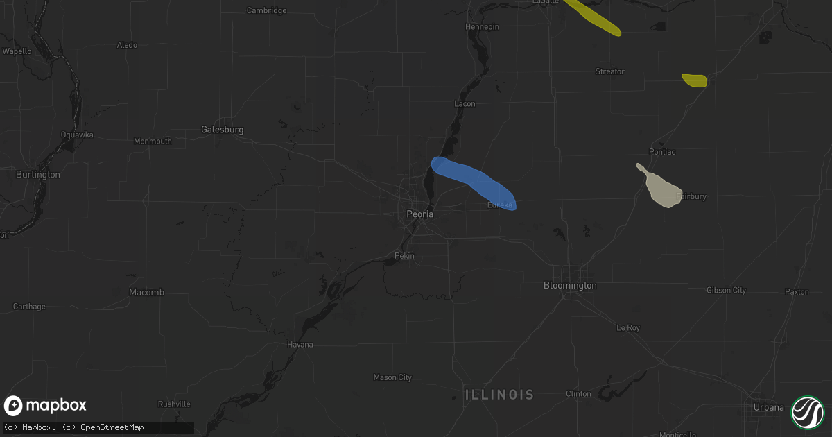Hail map in Peoria, IL on June 24, 2026
