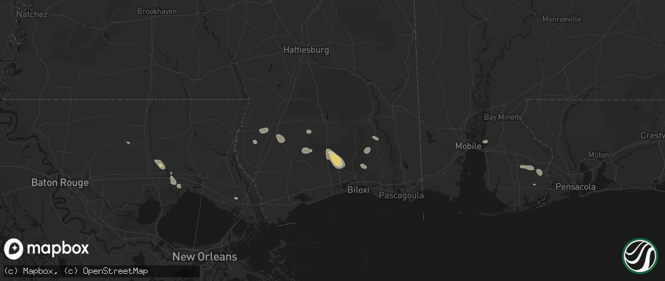 Hail map in Perkinston, MS on June 24, 2026
