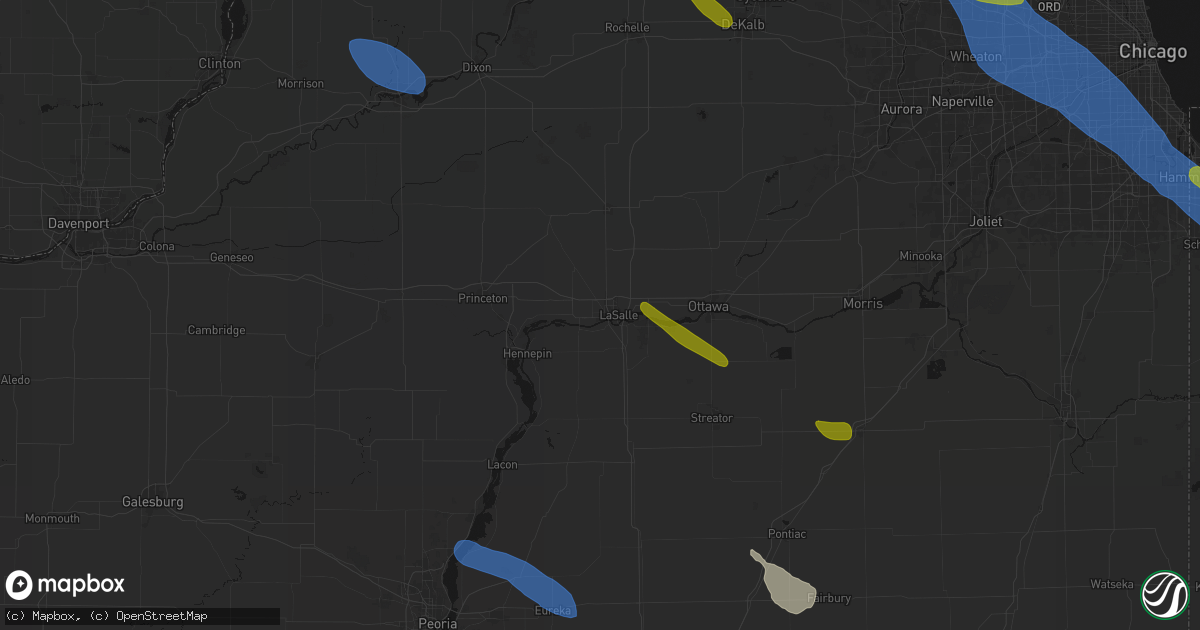 Hail map in Peru, IL on June 24, 2026