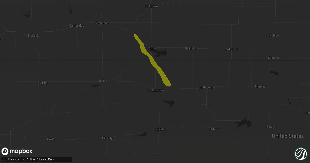 Hail map in Phillipsburg, KS on June 24, 2026