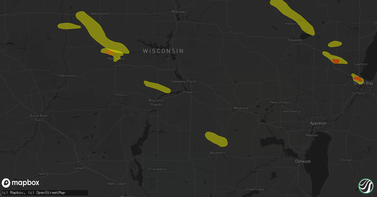 Hail map in Plover, WI on June 24, 2026
