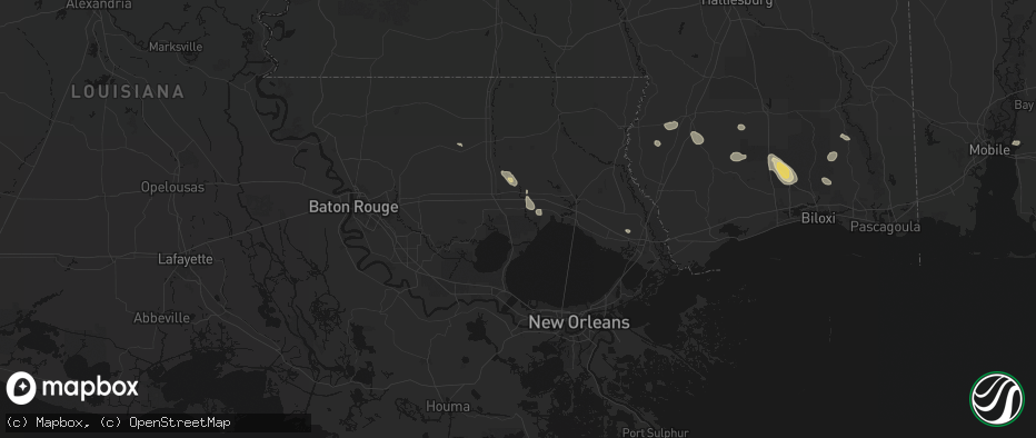 Hail map in Ponchatoula, LA on June 24, 2026