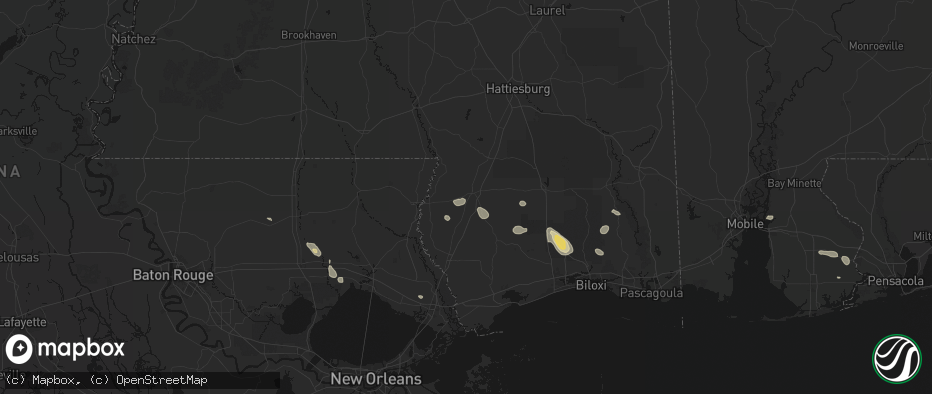 Hail map in Poplarville, MS on June 24, 2026