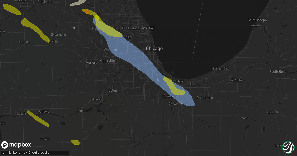 Hail map in Posen, IL on June 24, 2026
