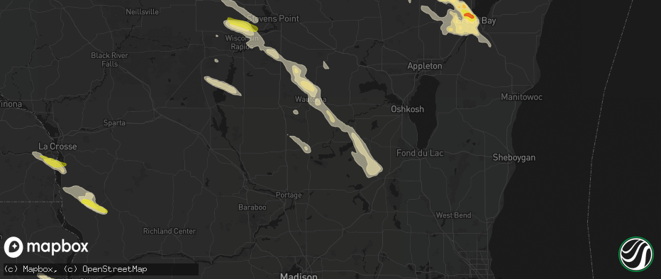 Hail map in Princeton, WI on June 24, 2026