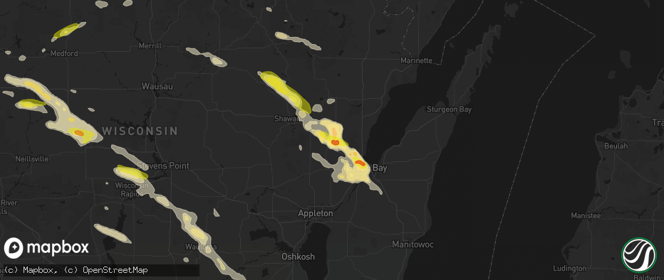 Hail map in Pulaski, WI on June 24, 2026