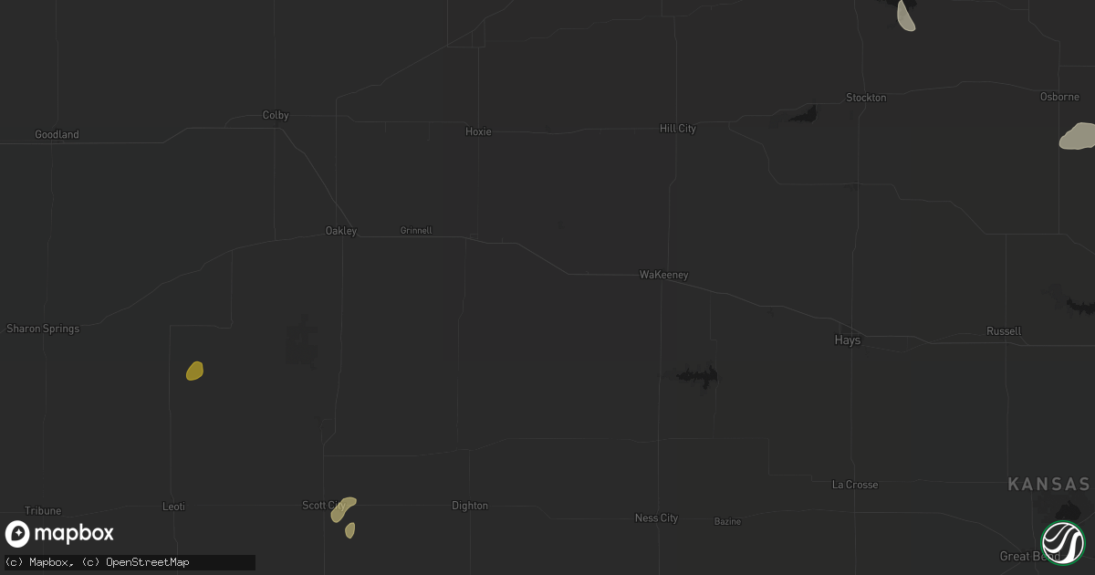 Hail map in Quinter, KS on June 24, 2026