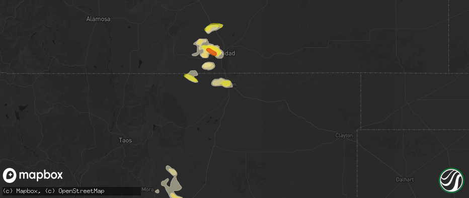 Hail map in Raton, NM on June 24, 2026