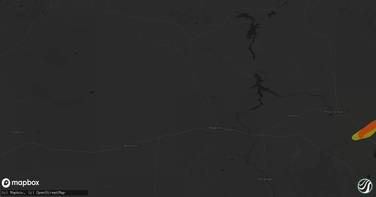 Hail map in Rawlins, WY on June 24, 2026