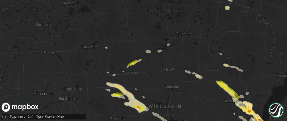 Hail map in Rib Lake, WI on June 24, 2026