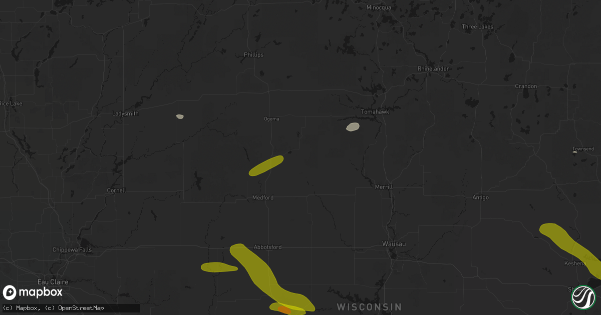 Hail map in Rib Lake, WI on June 24, 2026