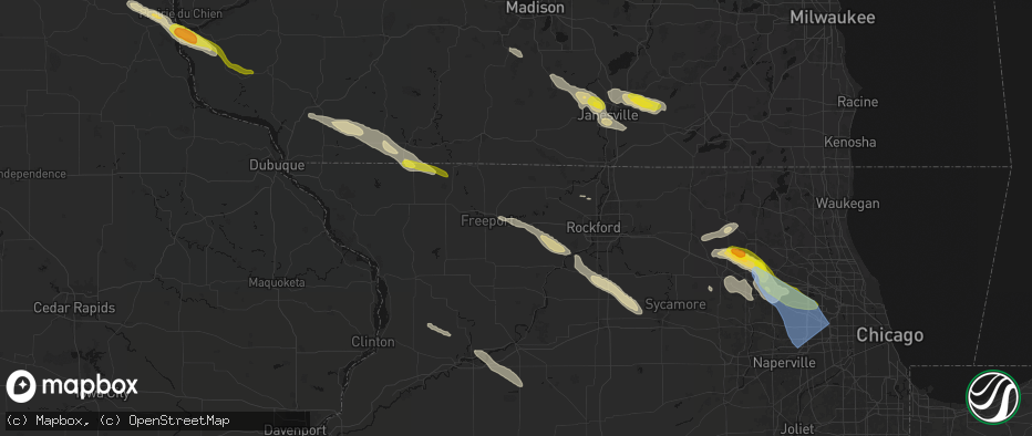 Hail map in Ridott, IL on June 24, 2026