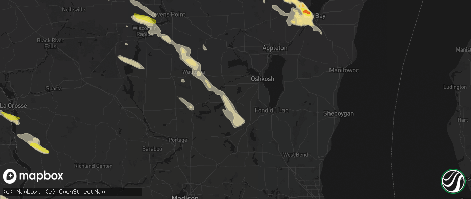 Hail map in Ripon, WI on June 24, 2026