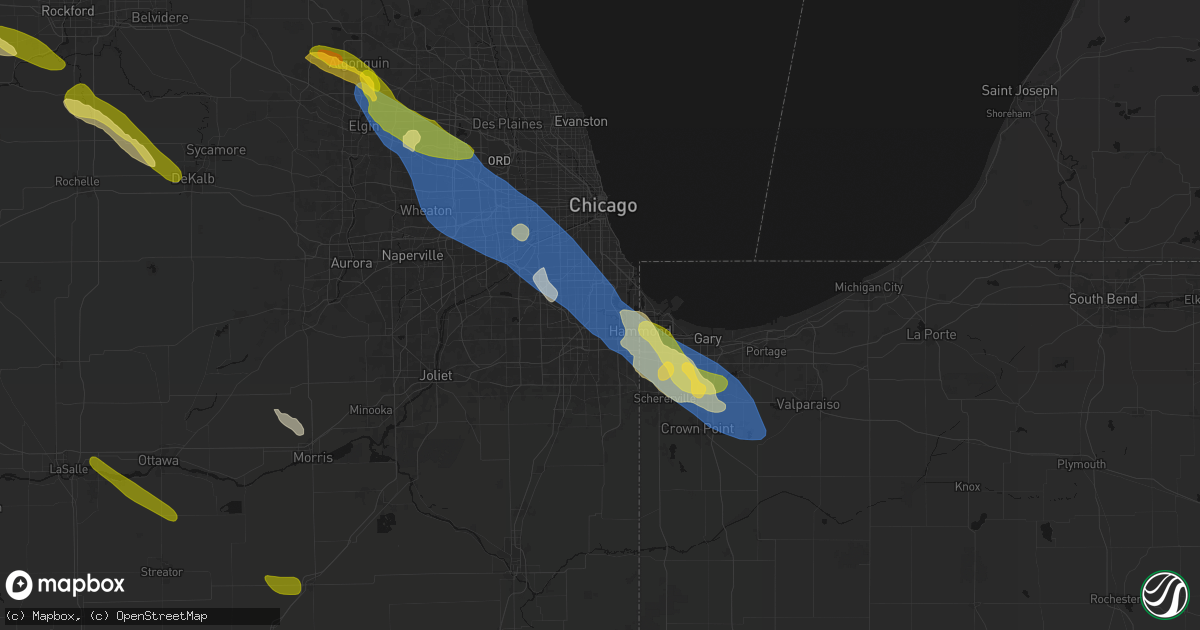 Hail map in Riverdale, IL on June 24, 2026