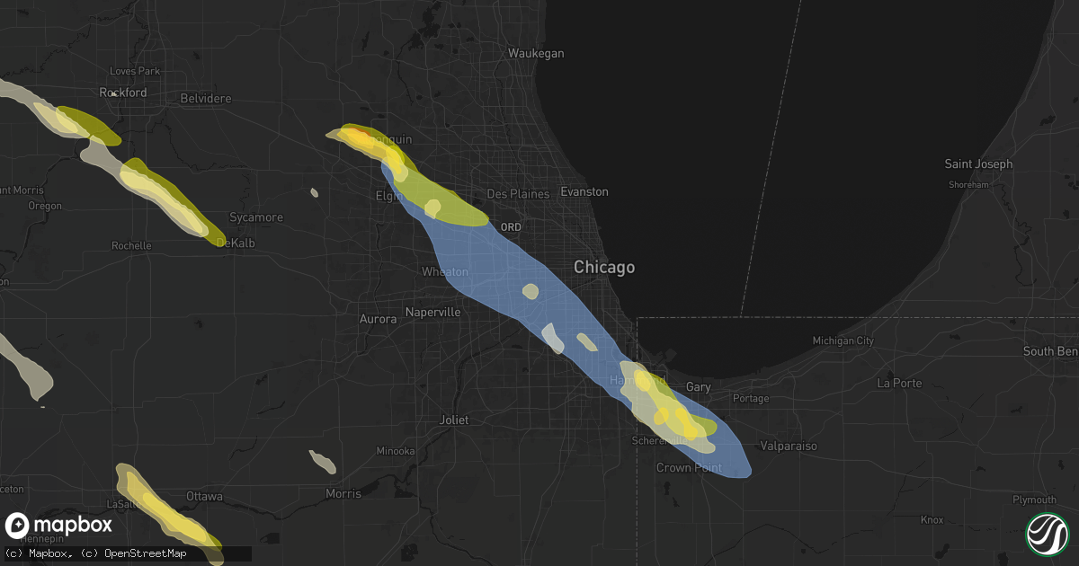 Hail map in Riverside, IL on June 24, 2026