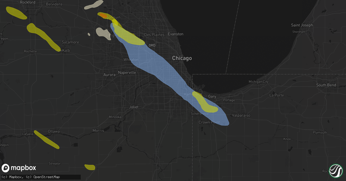 Hail map in Robbins, IL on June 24, 2026