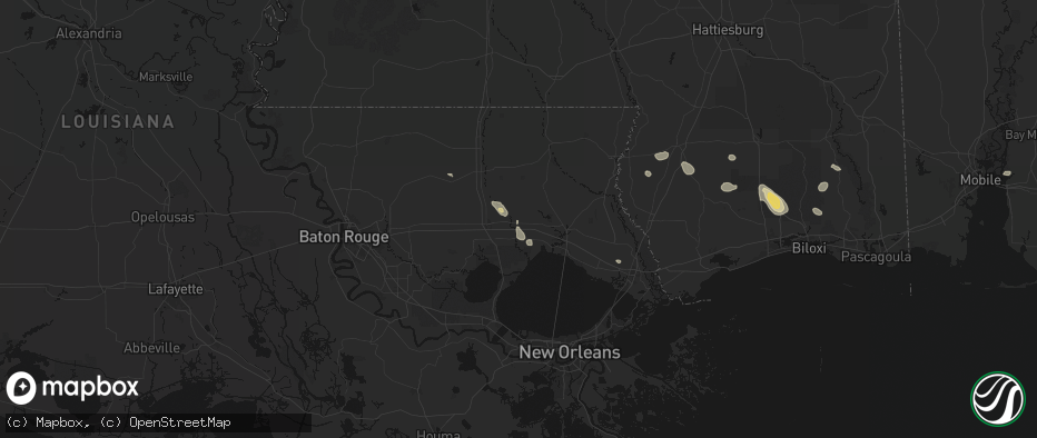 Hail map in Robert, LA on June 24, 2026
