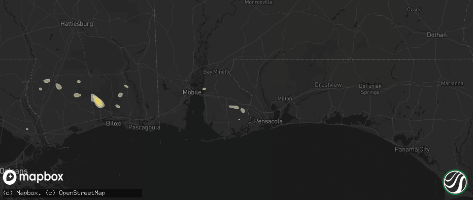 Hail map in Robertsdale, AL on June 24, 2026