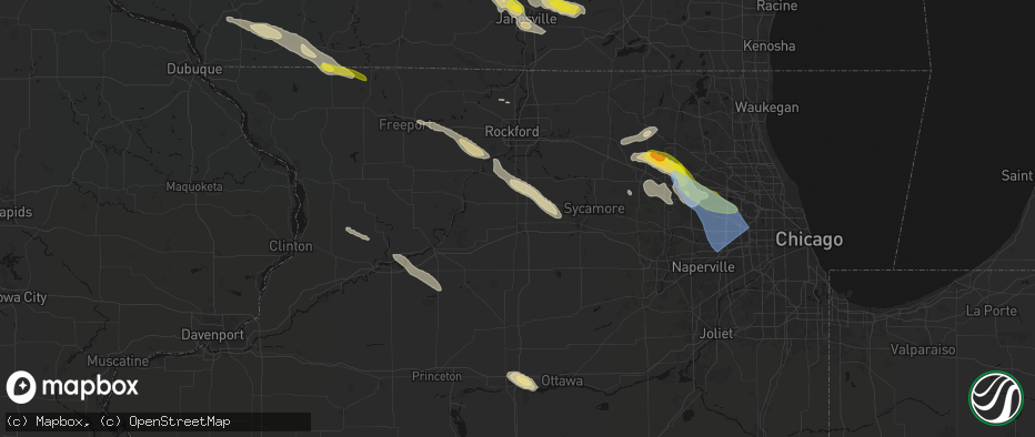 Hail map in Rochelle, IL on June 24, 2026