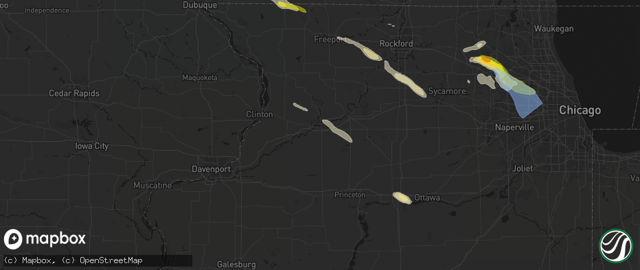 Hail map in Rock Falls, IL on June 24, 2026