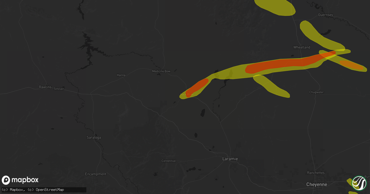 Hail map in Rock River, WY on June 24, 2026
