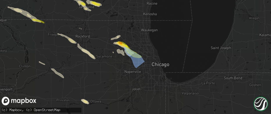 Hail map in Roselle, IL on June 24, 2026