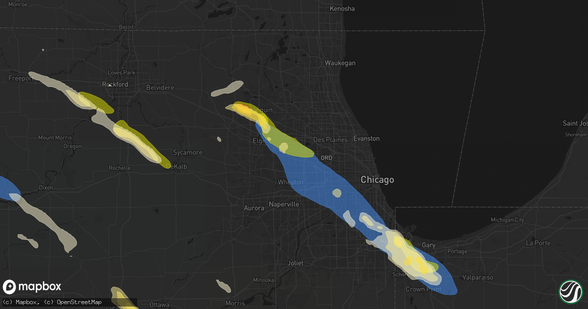 Hail map in Roselle, IL on June 24, 2026