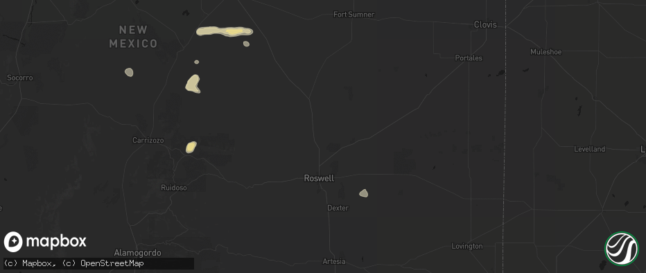 Hail map in Roswell, NM on June 24, 2026