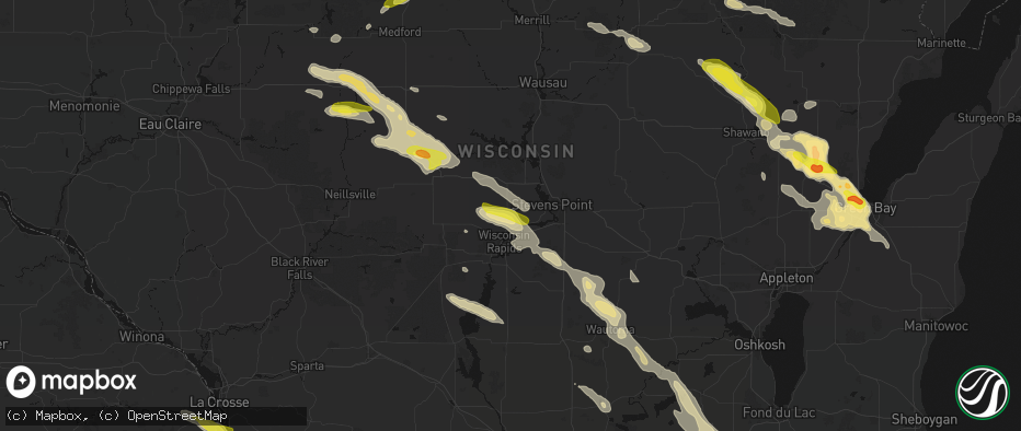 Hail map in Rudolph, WI on June 24, 2026