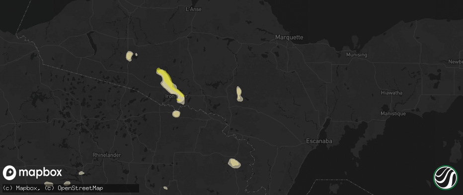 Hail map in Sagola, MI on June 24, 2026