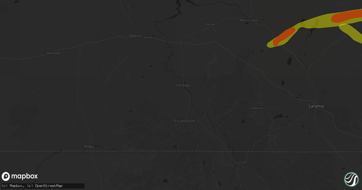 Hail map in Saratoga, WY on June 24, 2026