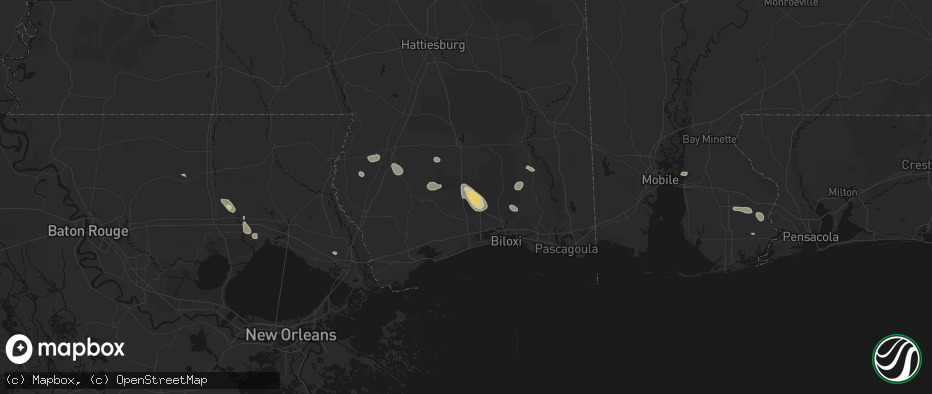 Hail map in Saucier, MS on June 24, 2026
