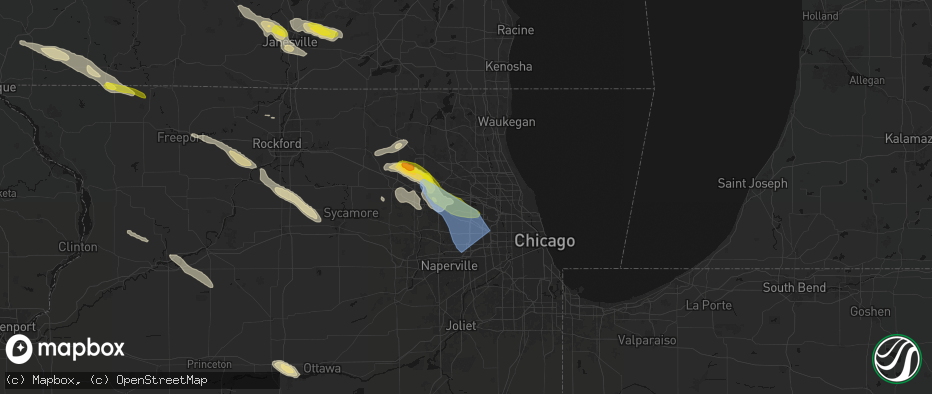 Hail map in Schaumburg, IL on June 24, 2026