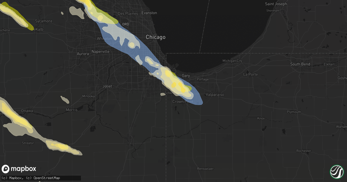 Hail map in Schererville, IN on June 24, 2026