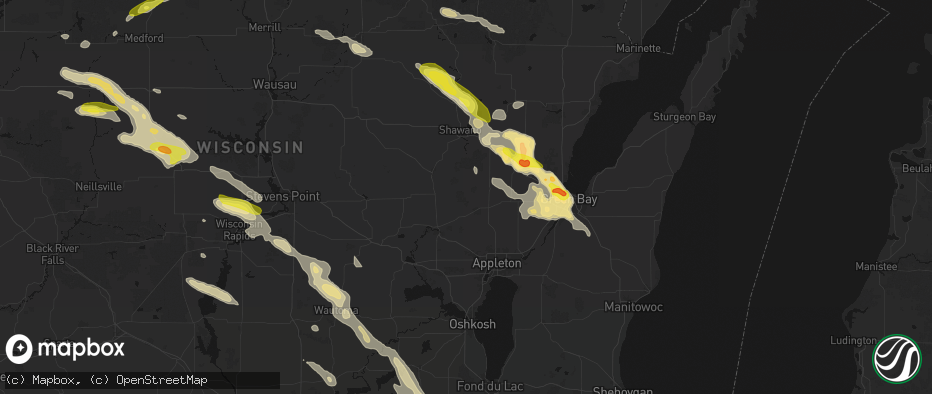 Hail map in Shiocton, WI on June 24, 2026