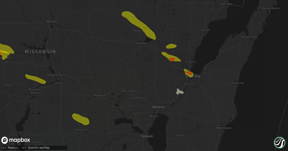 Hail map in Shiocton, WI on June 24, 2026
