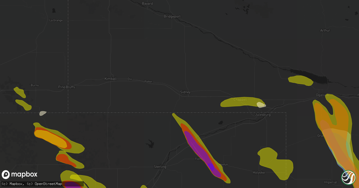 Hail map in Sidney, NE on June 24, 2026