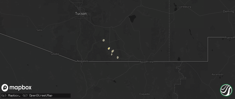 Hail map in Sierra Vista, AZ on June 24, 2026
