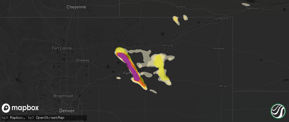 Hail map in Snyder, CO on June 24, 2026