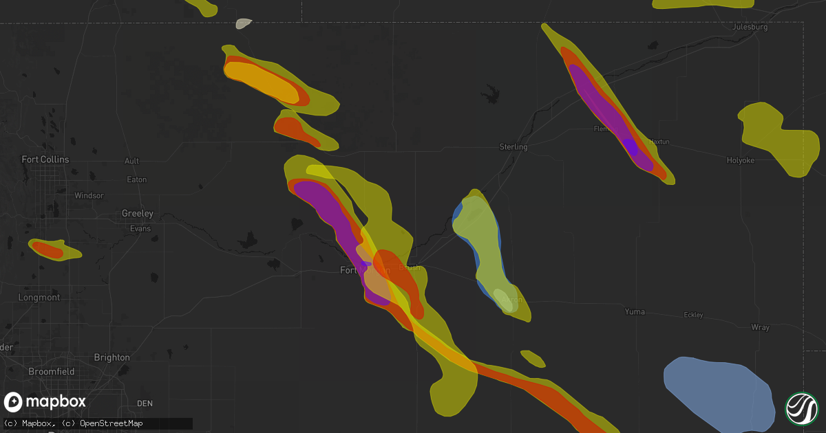 Hail map in Snyder, CO on June 24, 2026