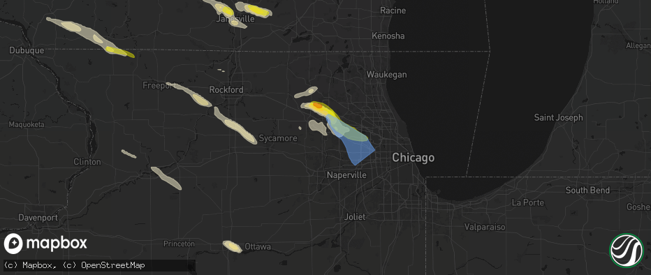 Hail map in South Elgin, IL on June 24, 2026