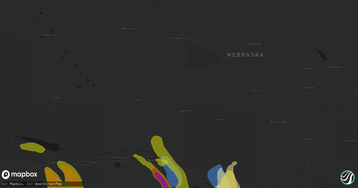Hail map in Stapleton, NE on June 24, 2026
