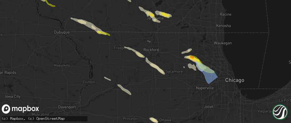 Hail map in Stillman Valley, IL on June 24, 2026