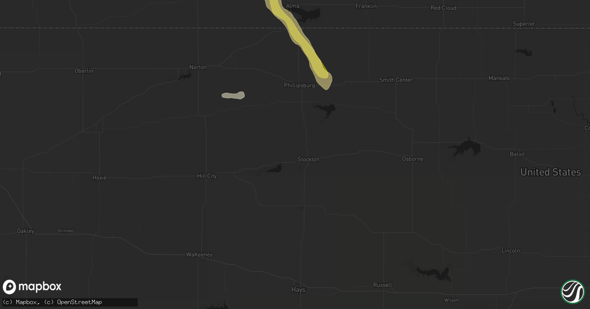 Hail map in Stockton, KS on June 24, 2026