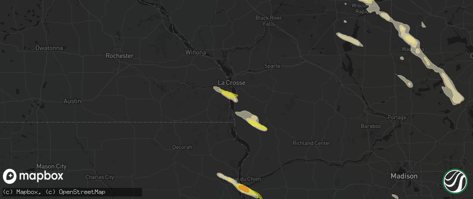 Hail map in Stoddard, WI on June 24, 2026
