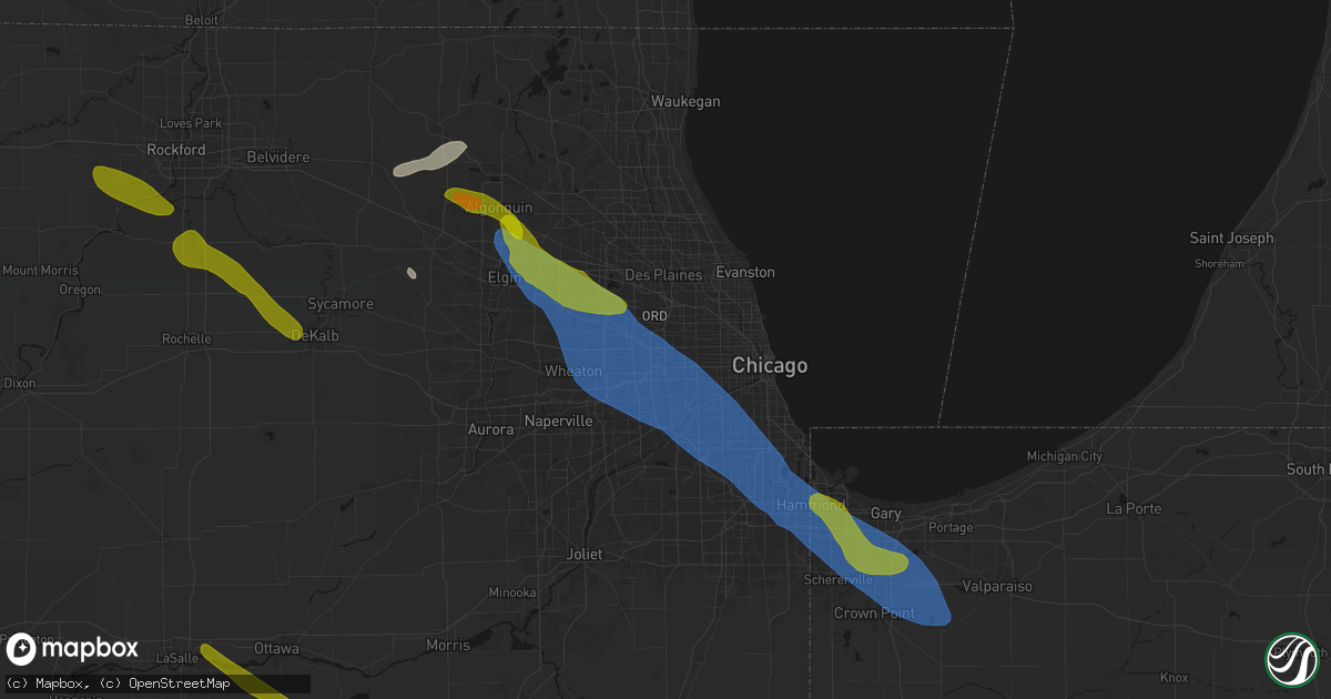 Hail map in Stone Park, IL on June 24, 2026